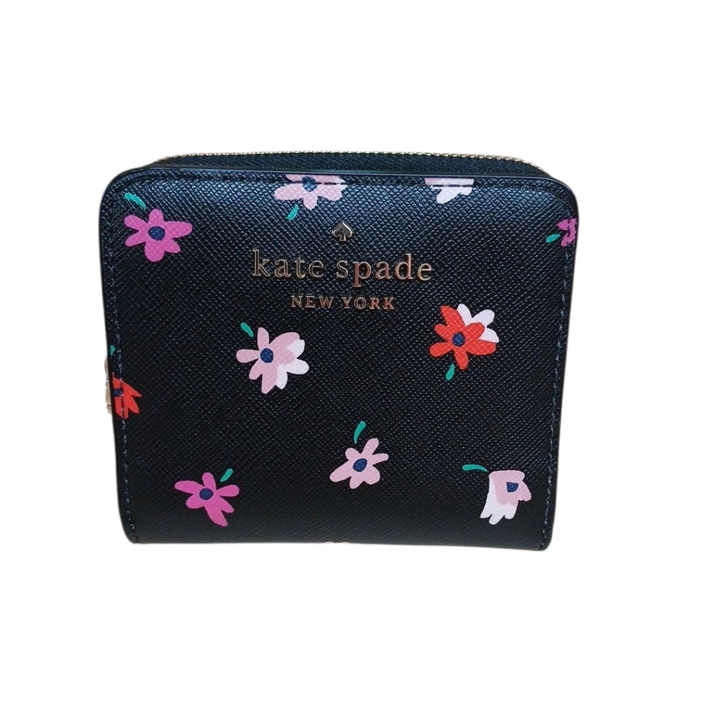 Kate Spade Black Wallet with Colorful Floral Design